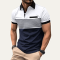 Men's Polo Shirt ¡ª Slim Fit Striped Pattern Button Collar