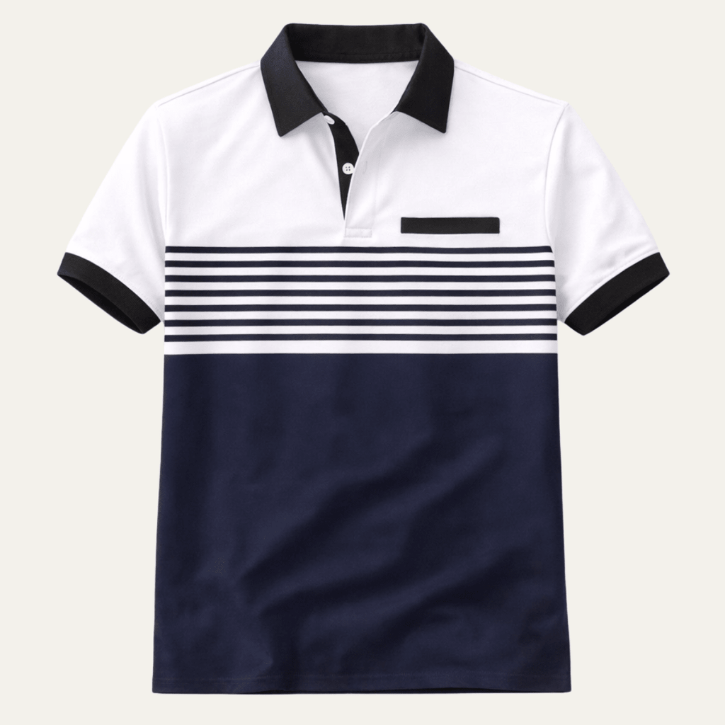 Men's Polo Shirt ¡ª Slim Fit Striped Pattern Button Collar
