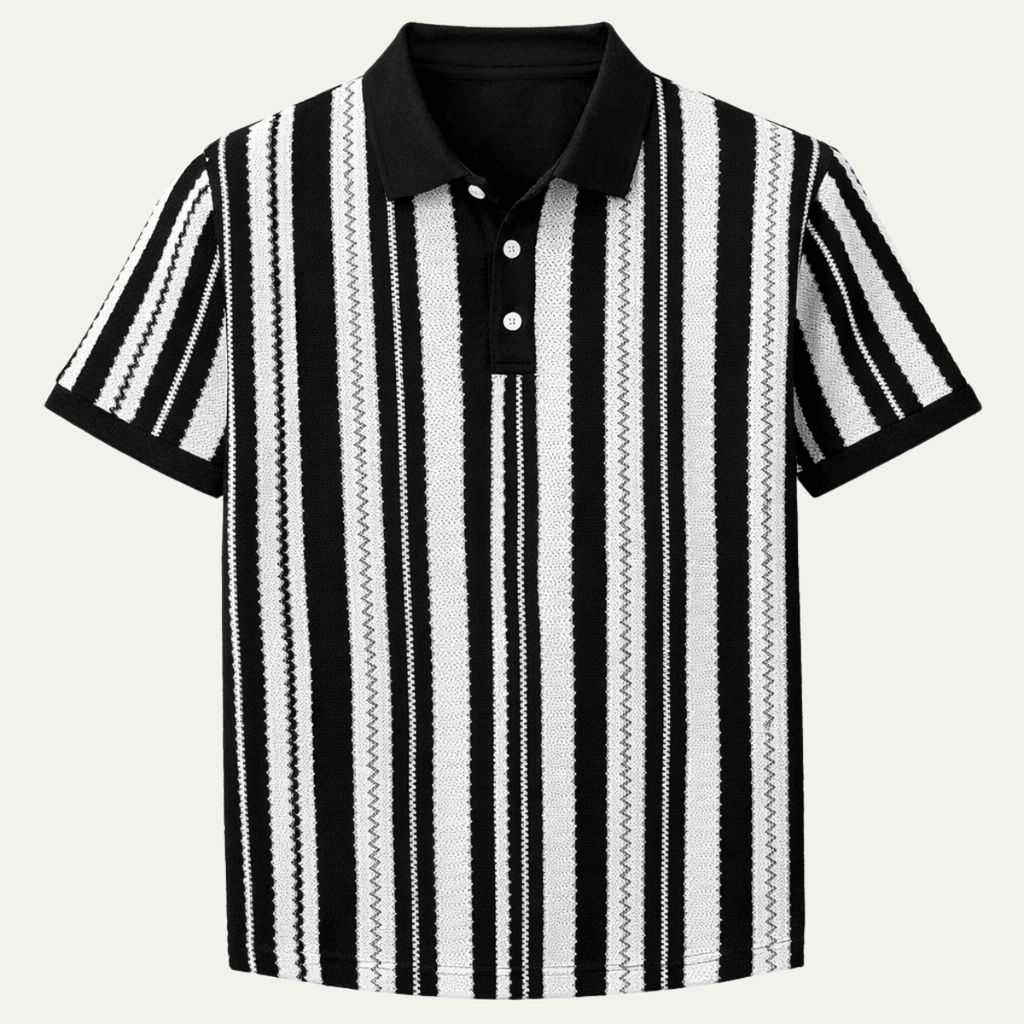 Men's Polo Shirt ¡ª Striped Knit Short Sleeve Collar Design