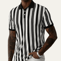 Men's Polo Shirt ¡ª Striped Knit Short Sleeve Collar Design