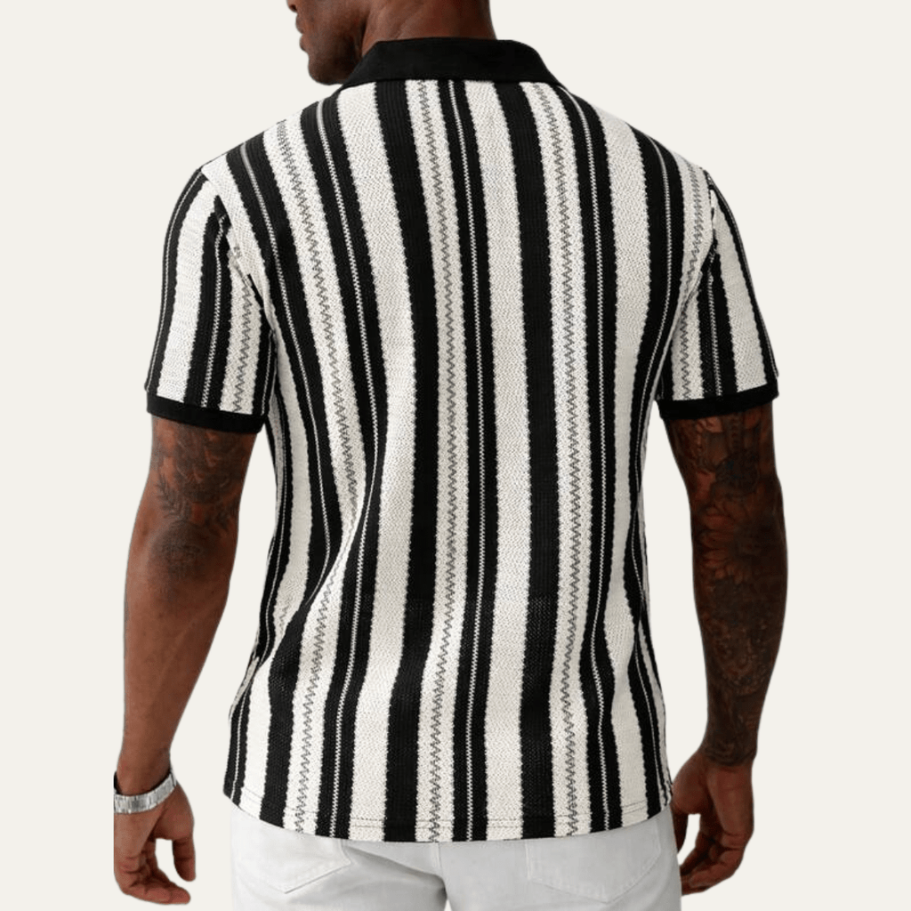 Men's Polo Shirt ¡ª Striped Knit Short Sleeve Collar Design