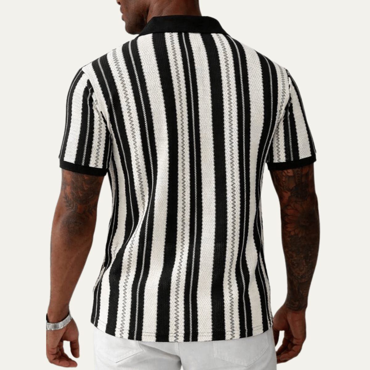 Men's Polo Shirt ¡ª Striped Knit Short Sleeve Collar Design
