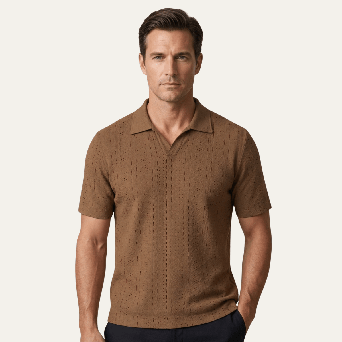 Men's Polo Shirt ¡ª Textured Knit Short Sleeve Collar Regular Fit