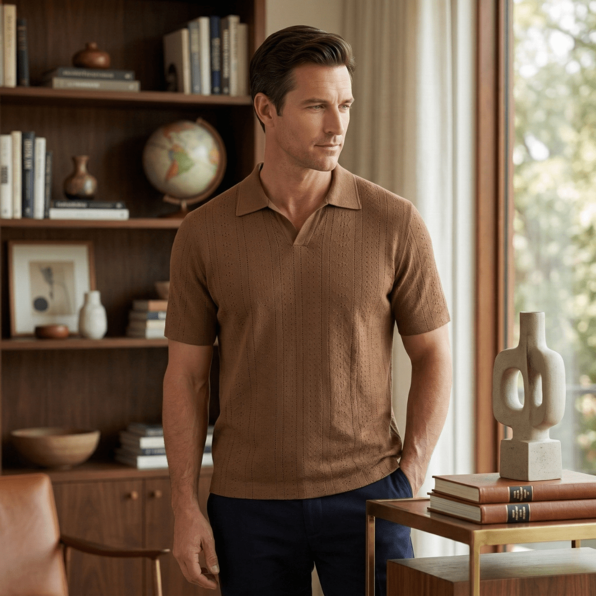 Men's Polo Shirt ¡ª Textured Knit Short Sleeve Collar Regular Fit
