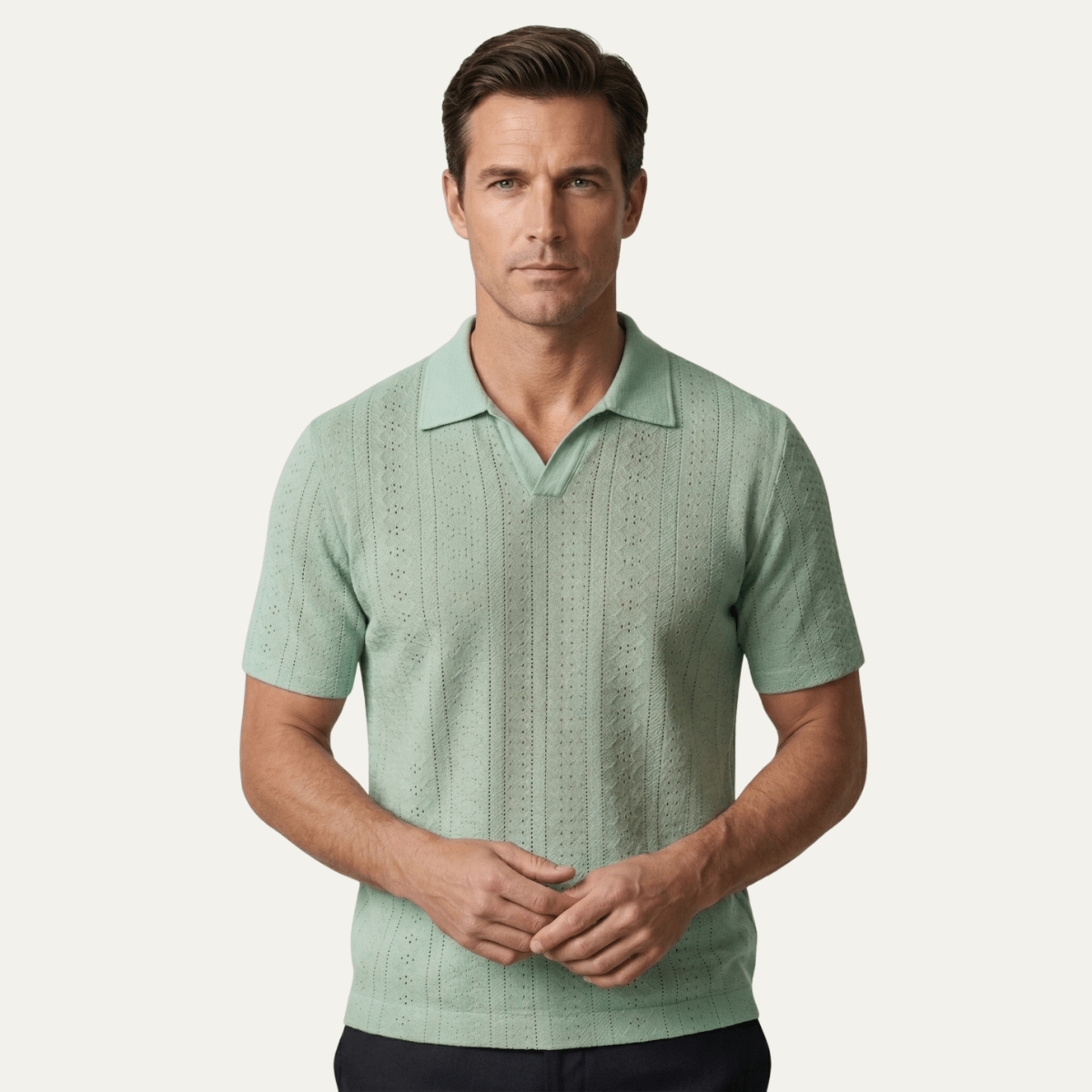 Men's Polo Shirt ¡ª Textured Knit Short Sleeve Collar Regular Fit