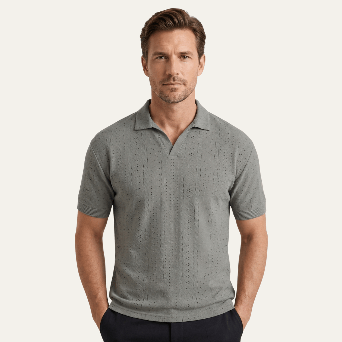 Men's Polo Shirt ¡ª Textured Knit Short Sleeve Collar Regular Fit