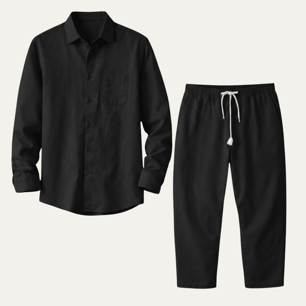 Men's Shirt & Pants Set ¡ª Long Sleeve Relaxed Fit Matching Design
