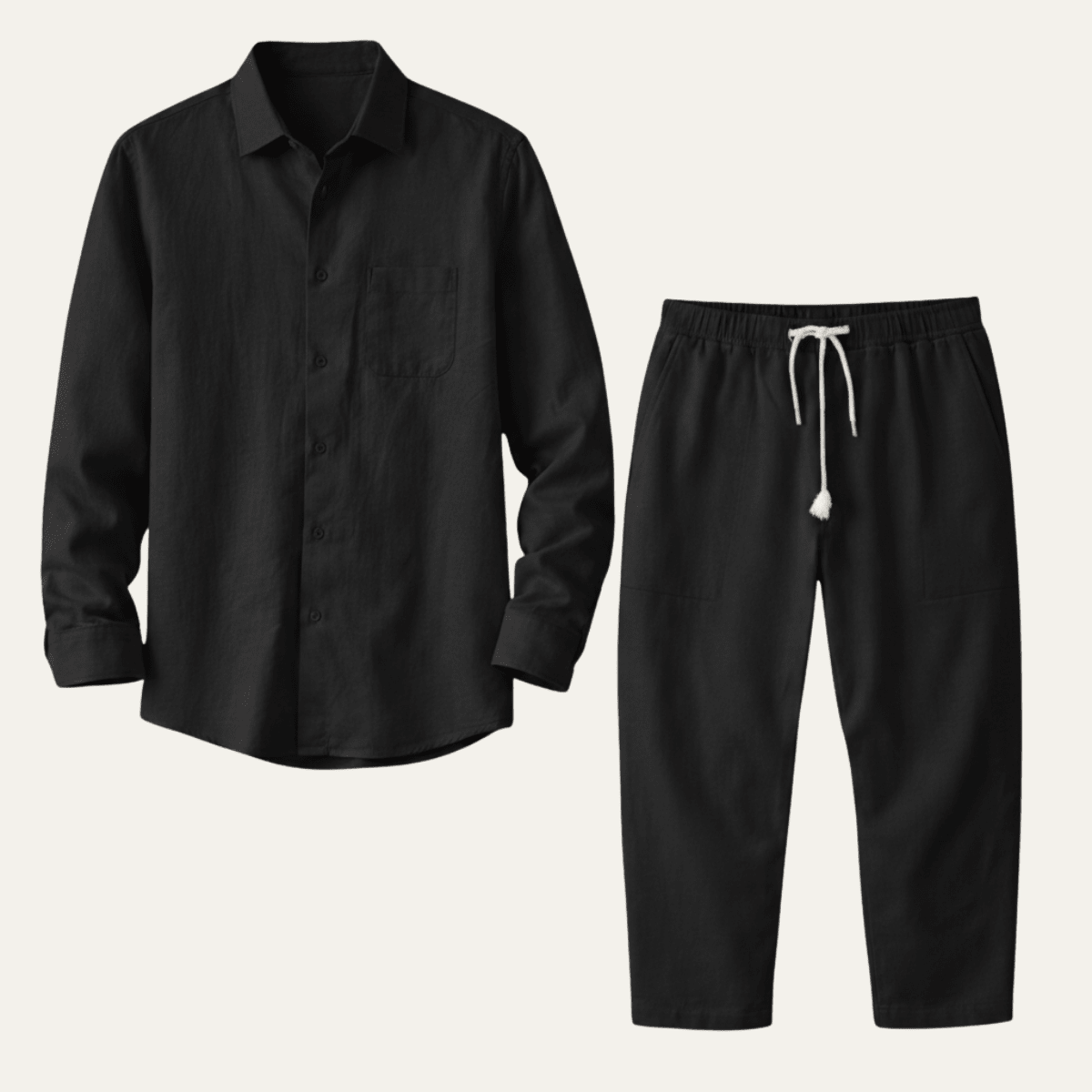 Men's Shirt & Pants Set ¡ª Long Sleeve Relaxed Fit Matching Design