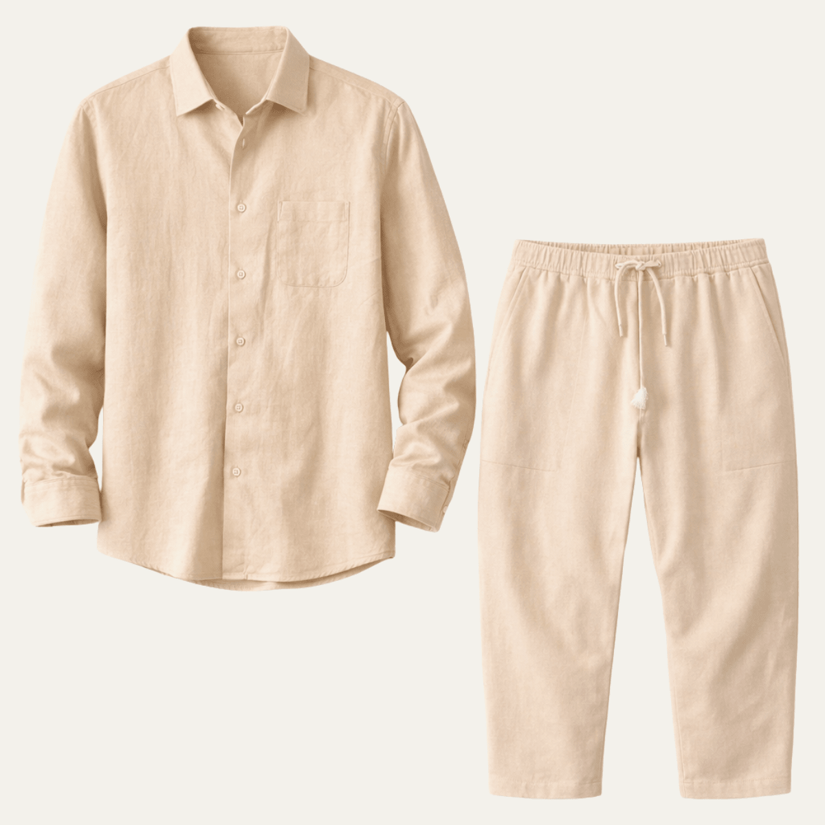 Men's Shirt & Pants Set ¡ª Long Sleeve Relaxed Fit Matching Design
