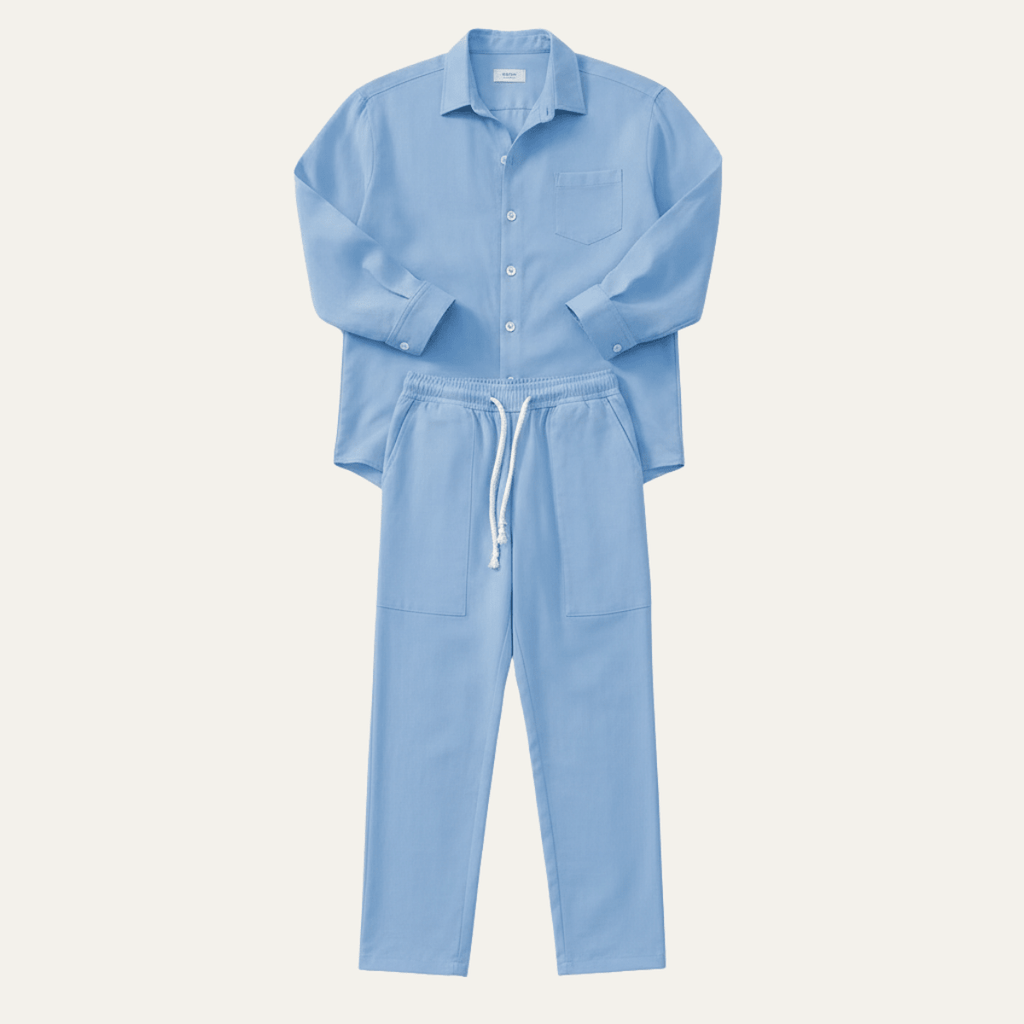 Men's Shirt & Pants Set ¡ª Long Sleeve Relaxed Fit Matching Design