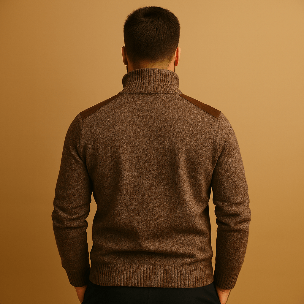 Pullover Sweater Men Half Zip Collared Design with Chest Pocket