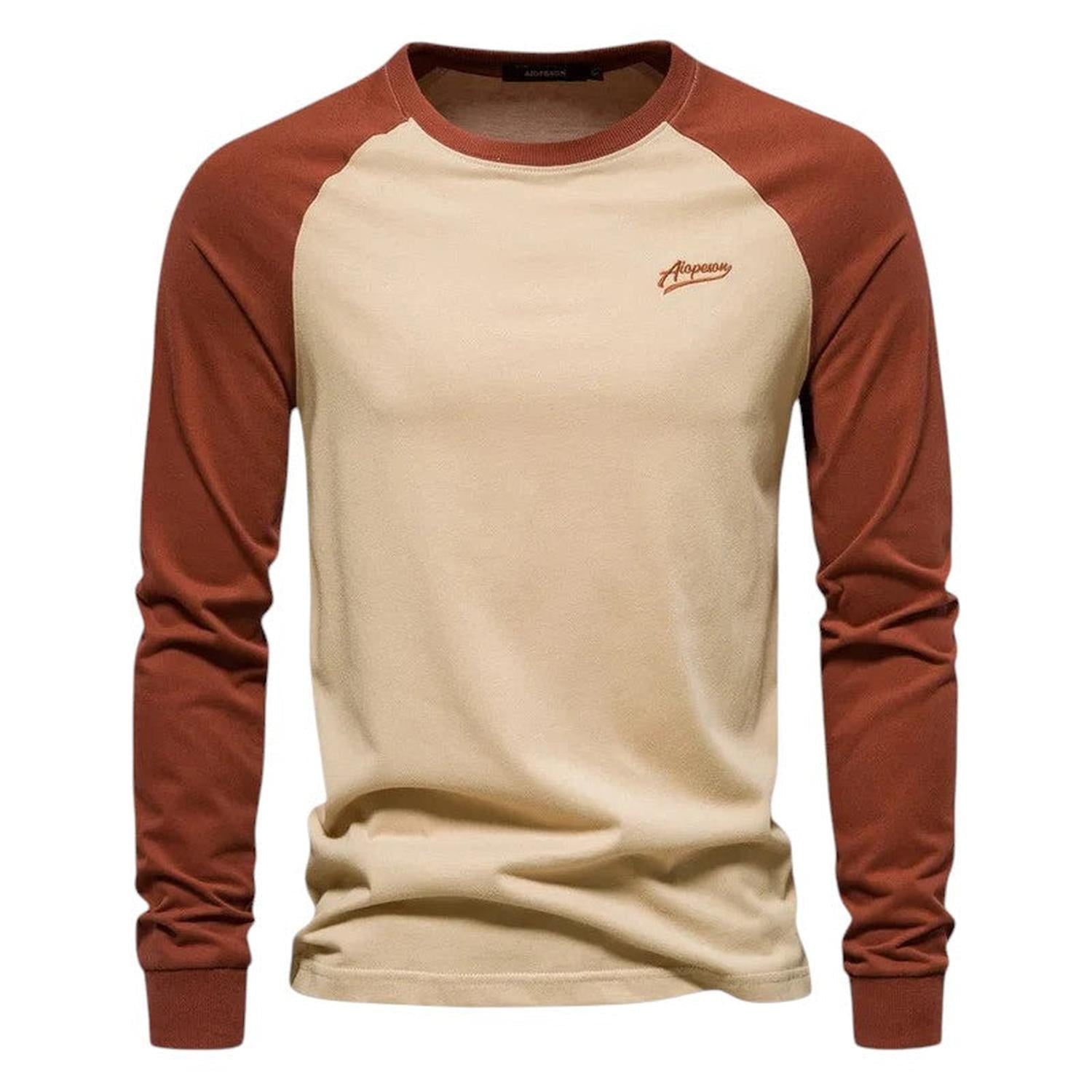 Raglan Shirt Men Long Sleeve Crew Neck Regular Fit Casual Sportswear