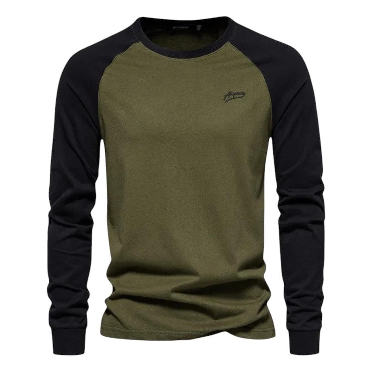 Raglan Shirt Men Long Sleeve Crew Neck Regular Fit Casual Sportswear