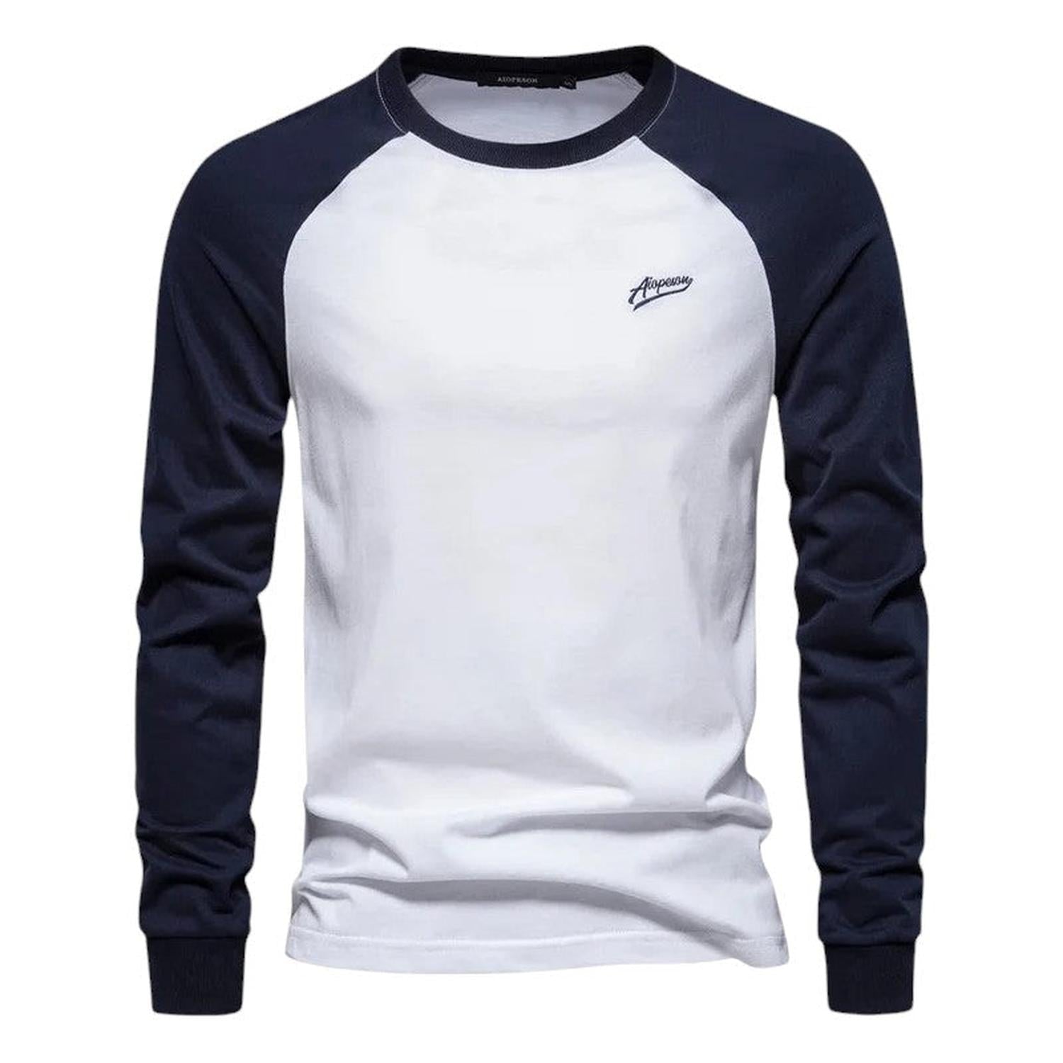 Raglan Shirt Men Long Sleeve Crew Neck Regular Fit Casual Sportswear