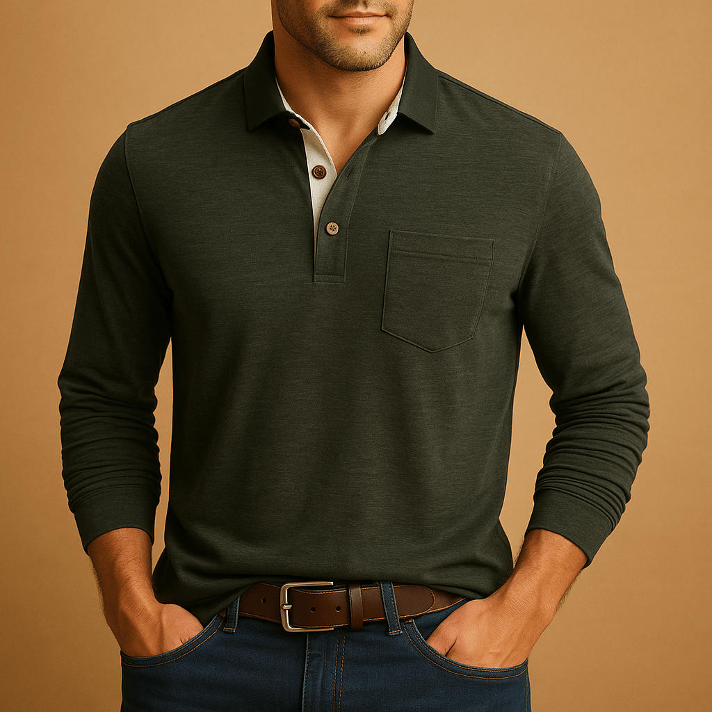 Shirt Men Casual Design with Chest Pocket and Button Front Closure