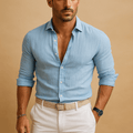 Shirt Men Lightweight Button-Down Fit Effortless Style