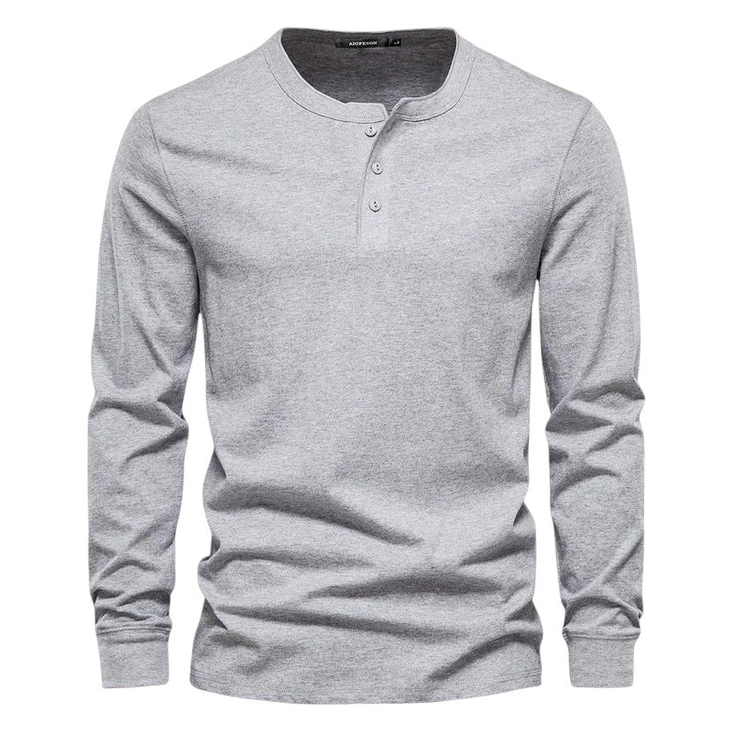T-Shirt Men Long Sleeve Collarless