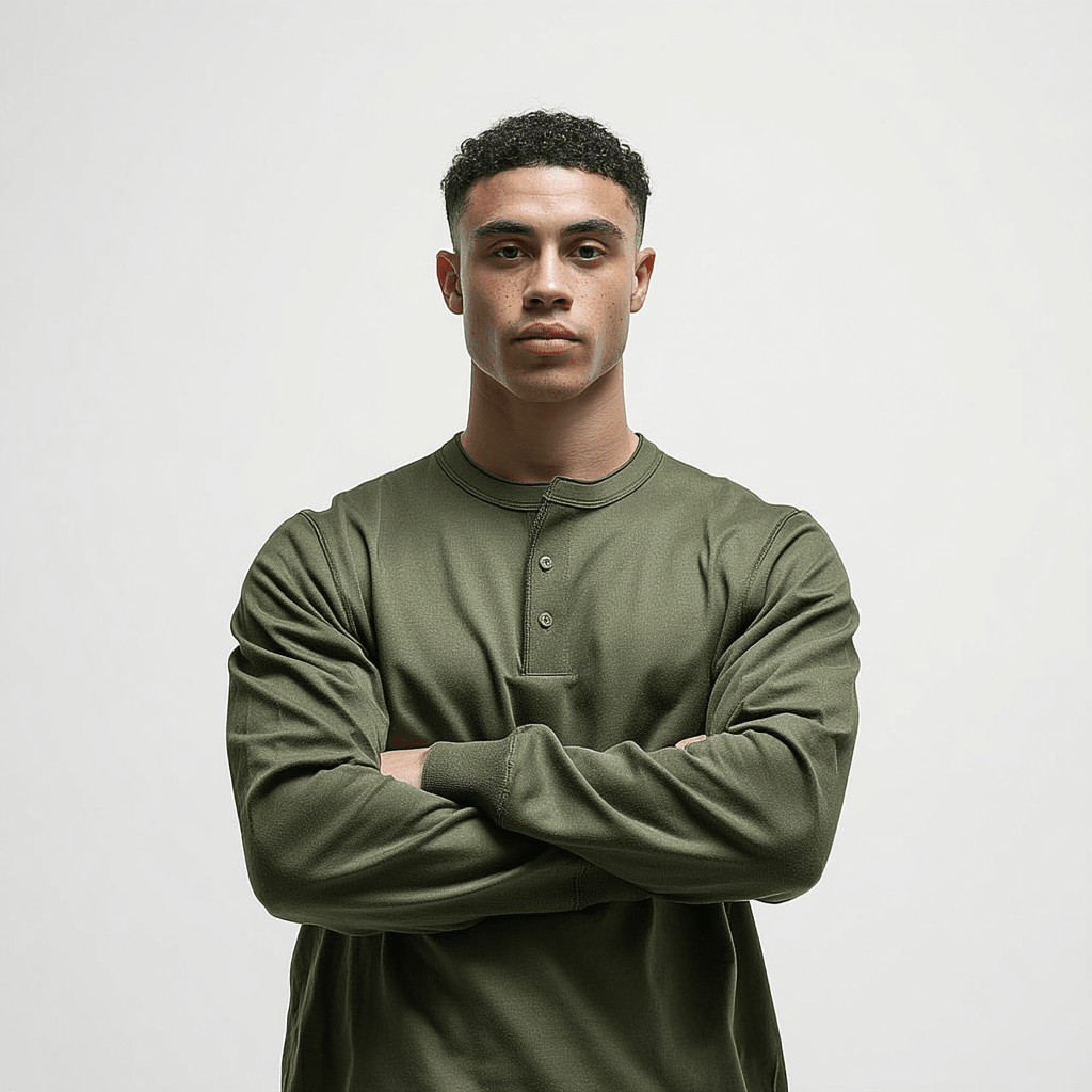 T-Shirt Men Long Sleeve Collarless