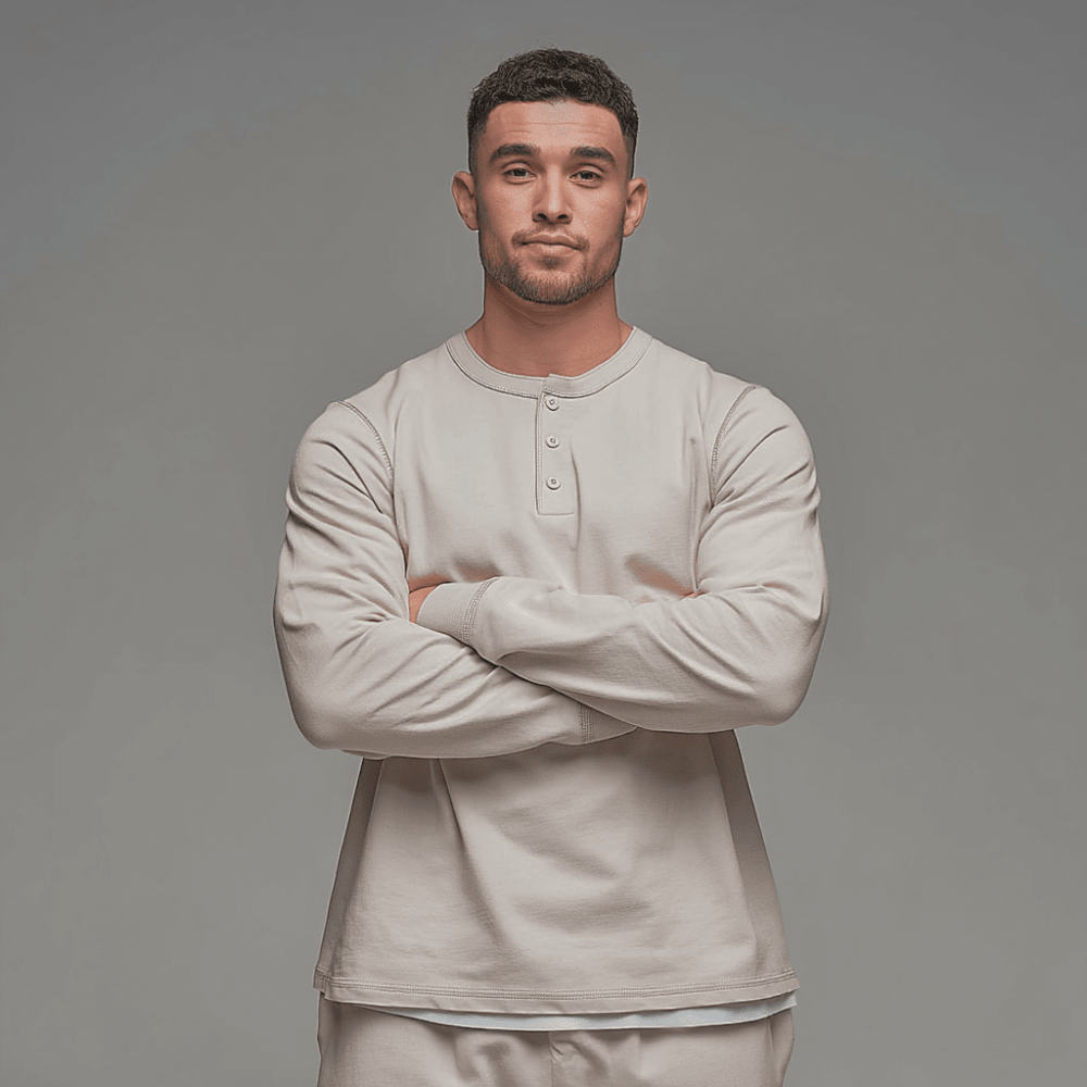 T-Shirt Men Long Sleeve Collarless