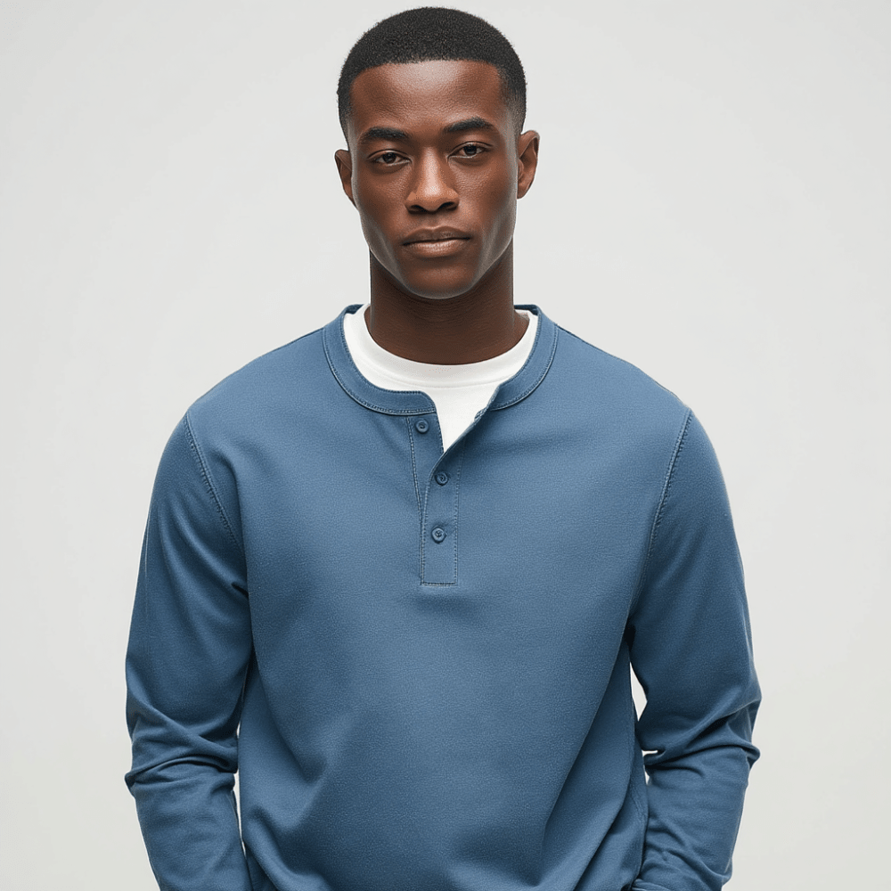 T-Shirt Men Long Sleeve Collarless