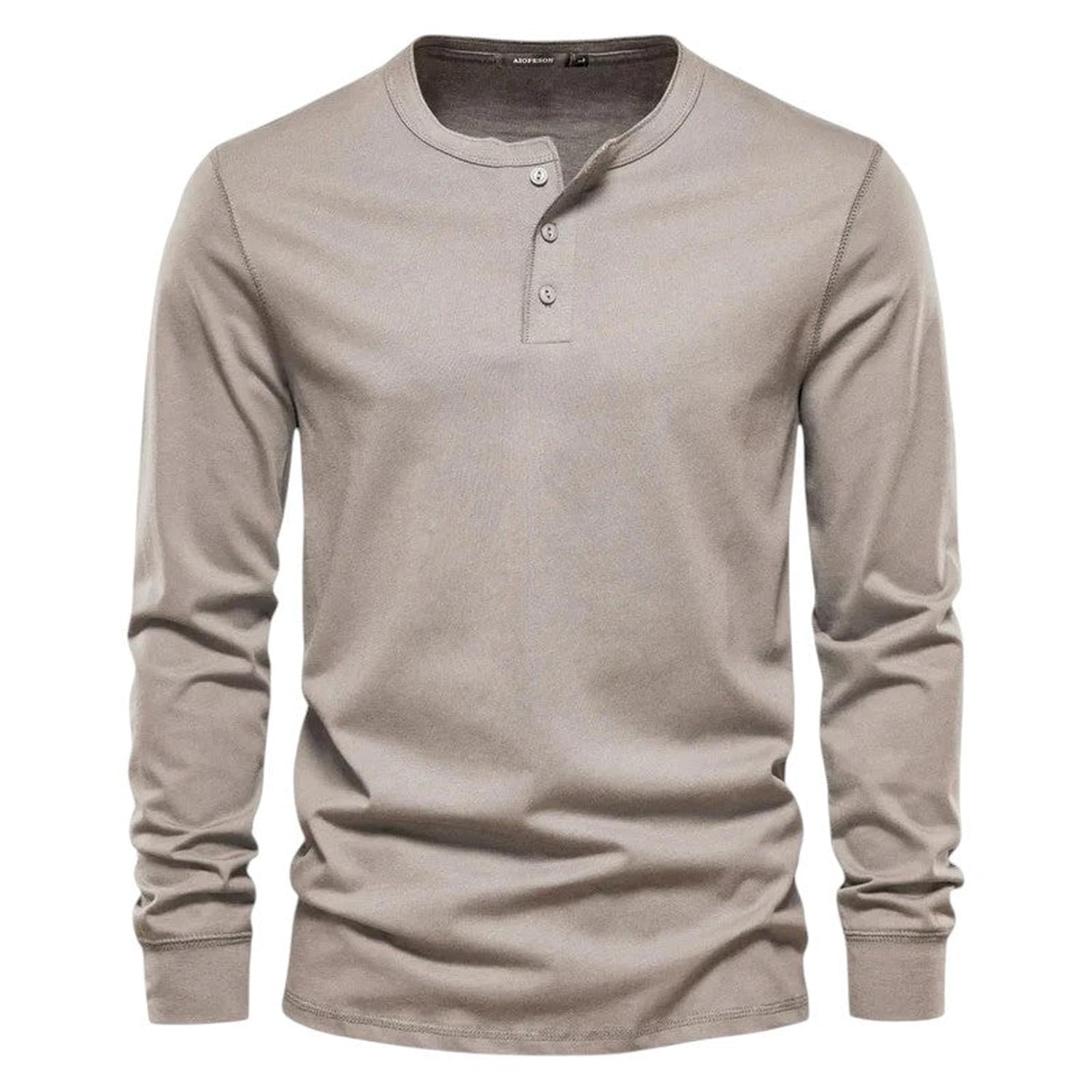 T-Shirt Men Long Sleeve Collarless