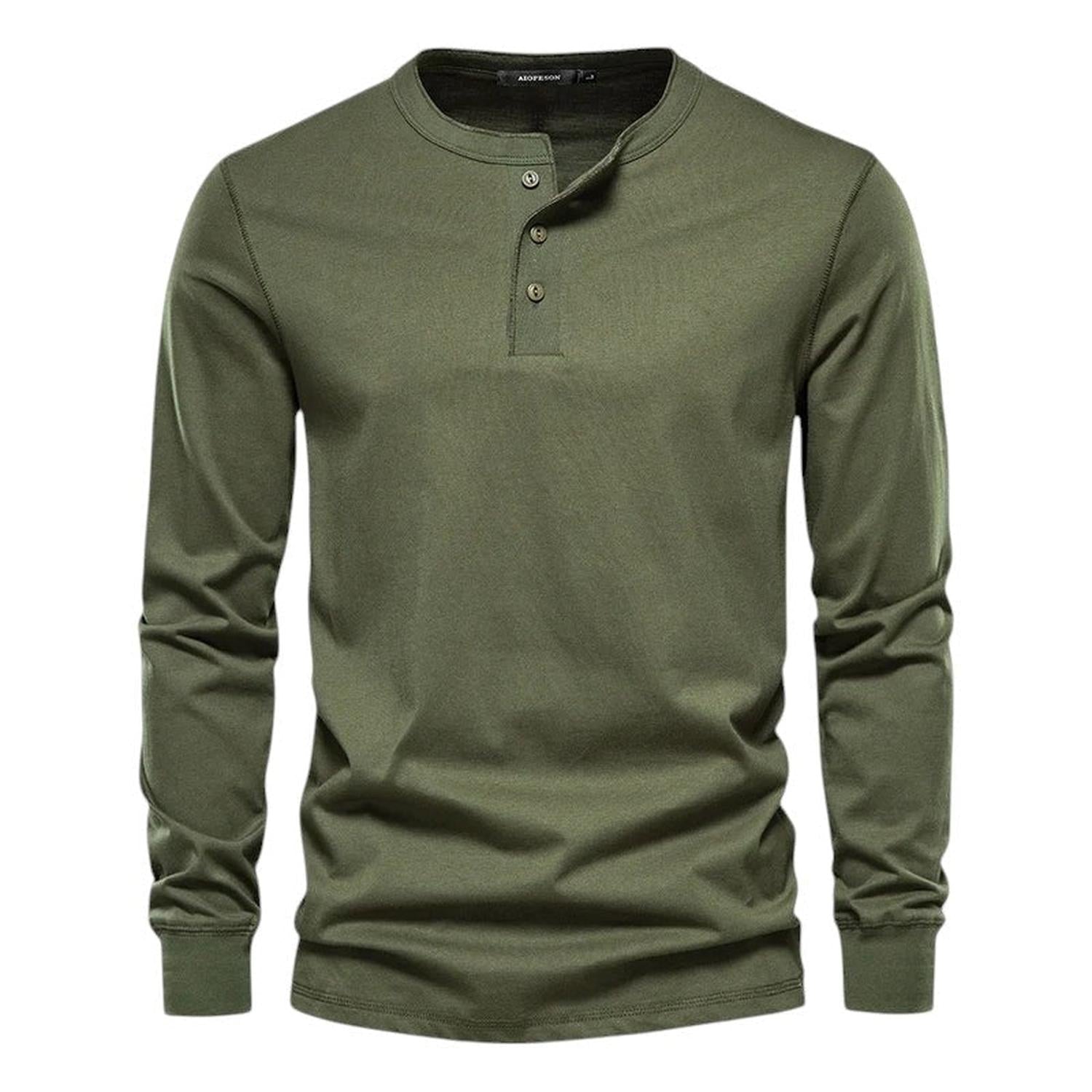 T-Shirt Men Long Sleeve Collarless